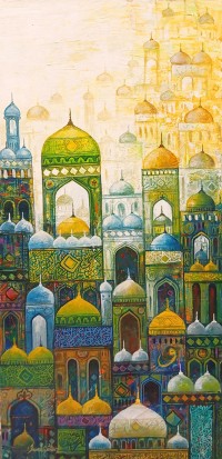 Javed Qamar, 12 x 24 inch, Acrylic On Canvas, Cityscape Painting, AC-JQ-275